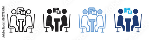 Interview icon set multiple style collection