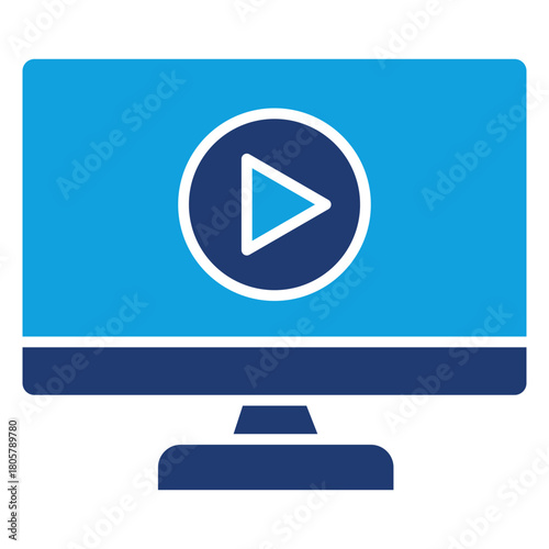 Online Course Flat Blue Icon