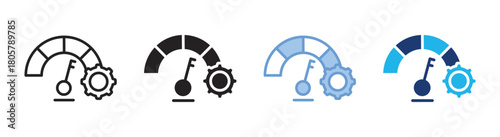 Key performance indicator icon set multiple style collection