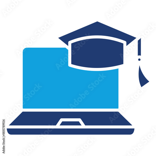 Distance Education Flat Blue Icon