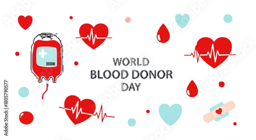 Celebrate World Blood Donor Day with this heart-filled design, promoting health, love, and the importance of blood donation for saving lives everywhere