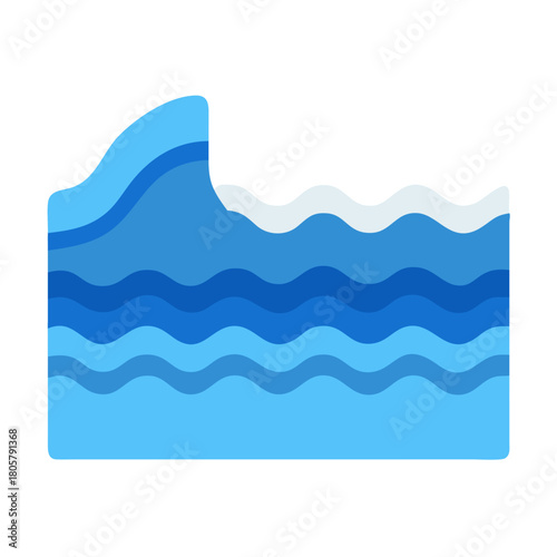 Stylized blue ocean waves background against a black background