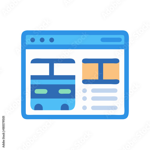 Website interface icon displaying content layout on screen