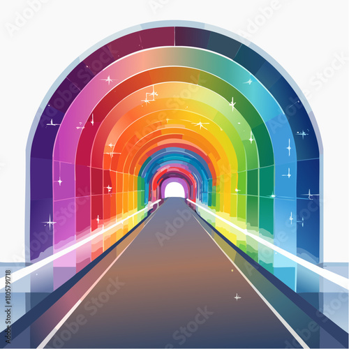 A colorful tunnel with lights
3