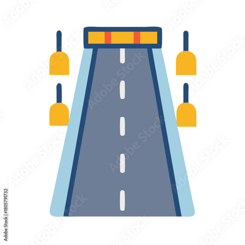 Illustration of road construction with barrier and lane markers