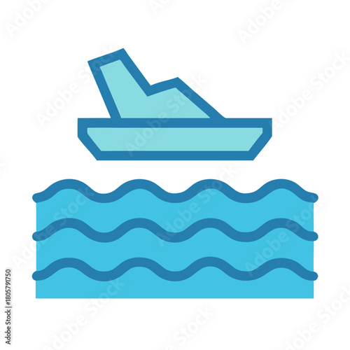 Simple boat sailing on wavy water illustration design