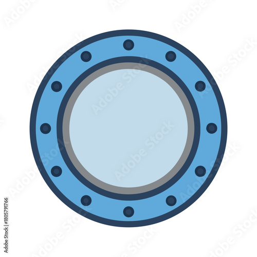 Isolated circular porthole illustration on a black background image
