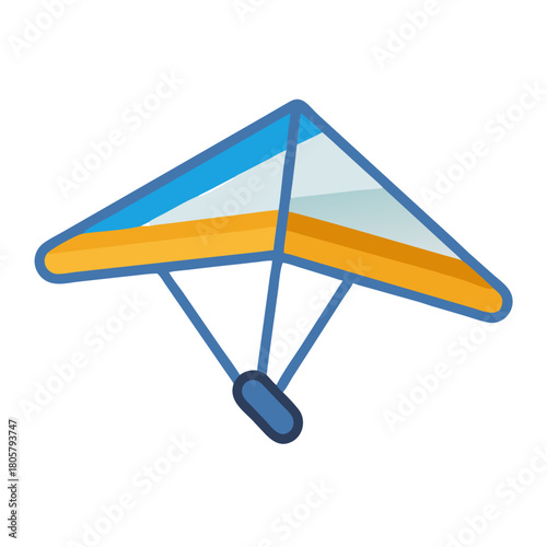 Illustration of a hang glider with blue and gold colors