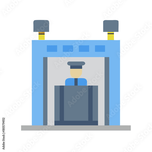 Simple illustration of airport security checkpoint with flat design