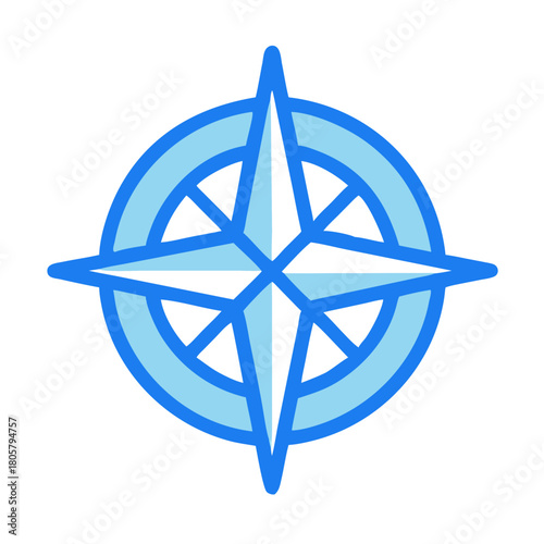 Compass Rose Icon Against Black Background Navigational Tool