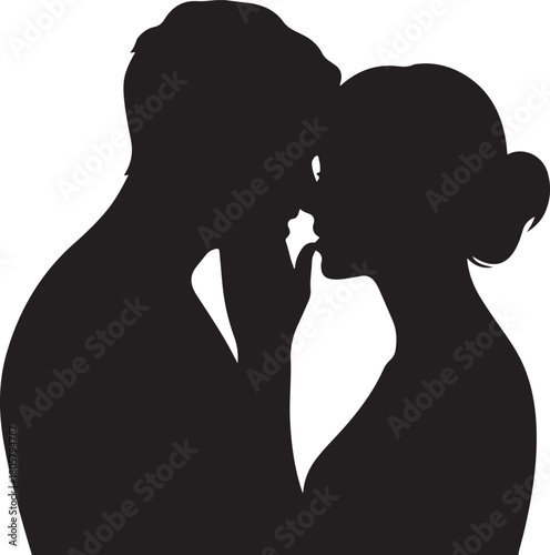 Whispering Couple Silhouette | Valentine Love Illustration