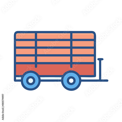Flat design vector graphic of an utility trailer