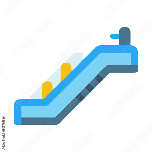 Flat illustration of modern escalator on black background design