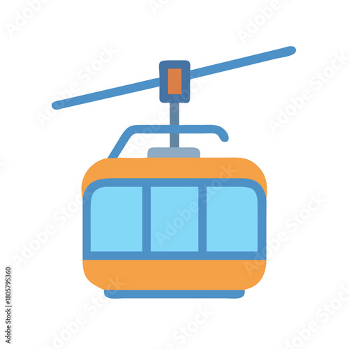 Isolated cable car vector icon on a black background