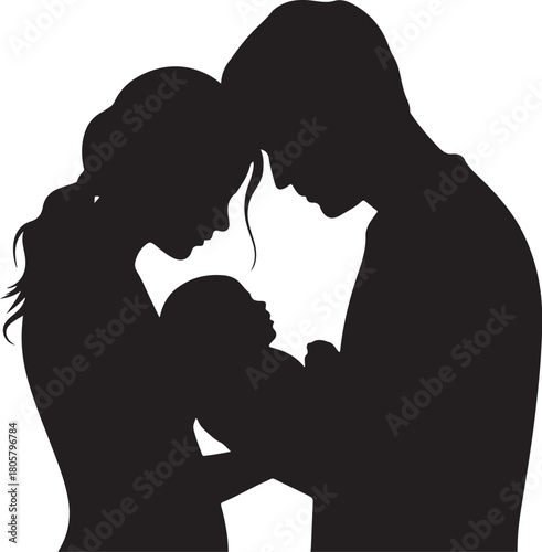 Family Couple Silhouette | Valentine Family Love Illustration