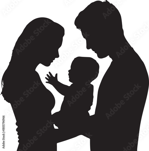 Family Couple Silhouette | Valentine Family Love Illustration
