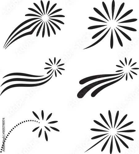 Collection of Stylized Burst and Trail Graphics