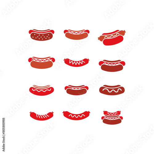 A grid of twenty simple black and white icons representing different styles of burgers and cheeseburgers.