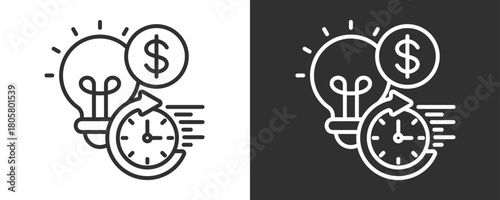 Efficient Icon Set Vector Collection Isolated In Black And White