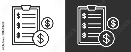 Price List Icon Set Vector Collection Isolated In Black And White