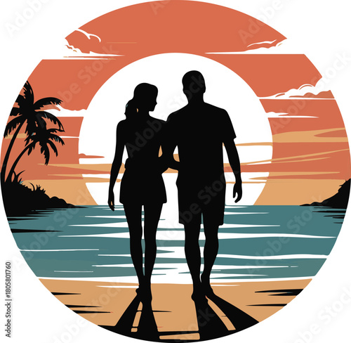 Beach Couple Silhouette | Valentine Romantic Travel