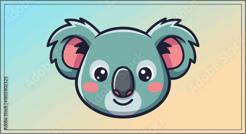 Cute Koala Face Cartoon Illustration.