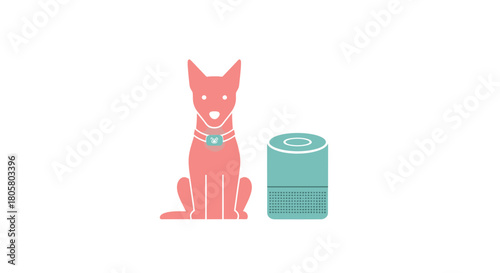 Modern pet tech showing a smart dog collar and speaker to enhance pet care, ideal for showcasing innovation in pet technology and modern pet accessories