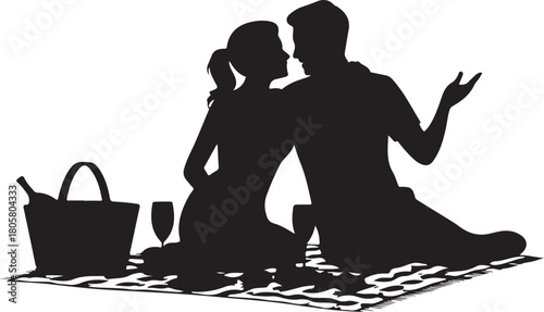 Picnic Couple Silhouette | Valentine Outdoor Love