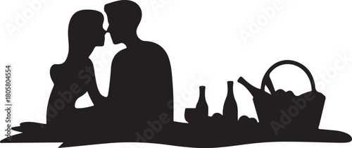 Picnic Couple Silhouette | Valentine Outdoor Love