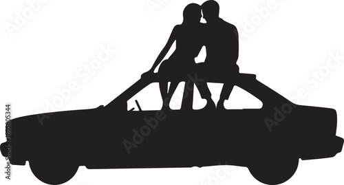 Car Roof Couple Silhouette | Romantic Night Valentine