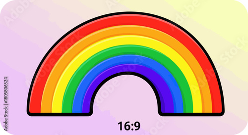 Colorful rainbow arching across the sky with vibrant hues and shades.