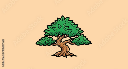 Stylized cartoon illustration of a lush green tree.