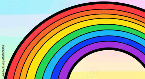 Vibrant seven color spectrum in a classic rainbow shape.