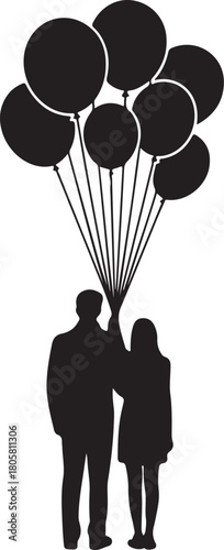 Balloon Couple Silhouette | Valentine Photoshoot Art