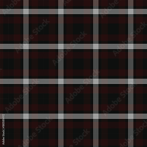 Dramatic Dark Red and Black Plaid Tartan Seamless Vector Pattern
