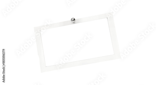 Foto Photo frame for image compositing with a photo pinned to the wall by a silver th