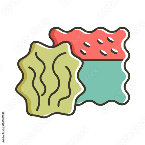Cartoon Seaweed Sheets on Black Background Illustration
