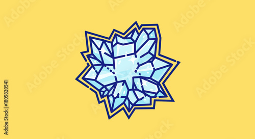 Stylized Blue Crystal Formation with Geometric Design.