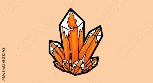 Vibrant Orange Crystal Cluster Illustration with Sharp Edges.