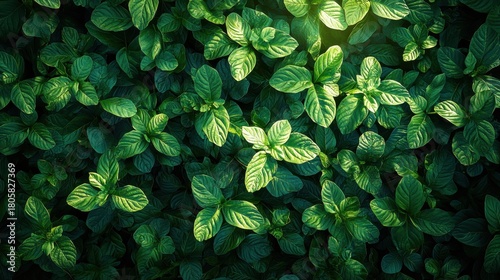 Aerial view of lush green meadow