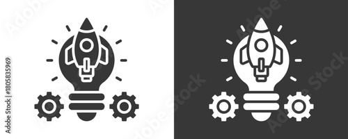 Startup Icon Set Vector Collection Isolated In Black And White