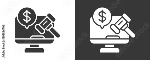 Auction Icon Set Vector Collection Isolated In Black And White