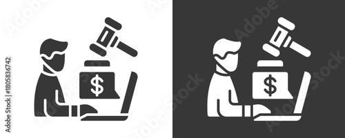 Auction Icon Set Vector Collection Isolated In Black And White