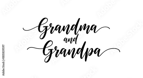 Elegant black calligraphy script for Grandma and Grandpa on a white background.
