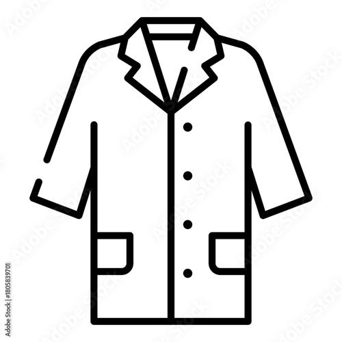 White coat, laboratory coat black line icon
