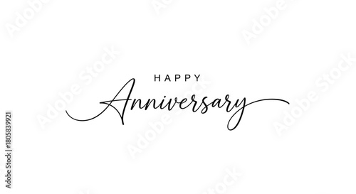 Elegant black script text "HAPPY Anniversary" on a clean white background, perfect for celebrating special occasions and milestones.