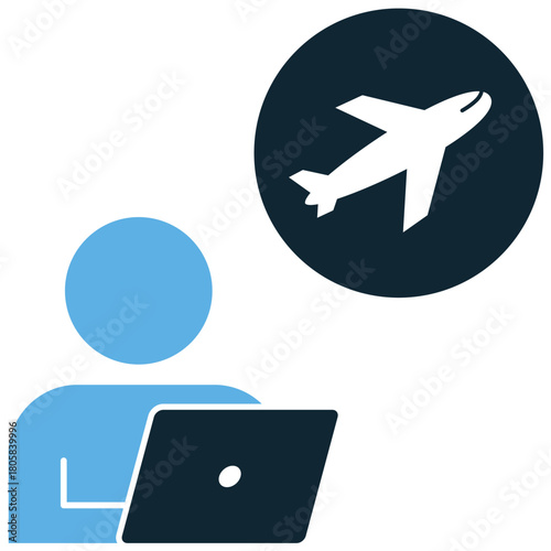 Travel Management Icon Vector Ideal for corporate travel, logistics, planning systems, and business graphics related to organizing journeys and trips.