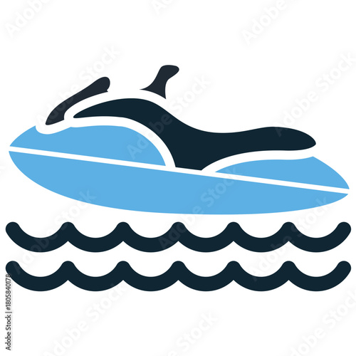 Jet Ski Icon Vector Ideal for travel, water sports, recreation, and tourism graphics related to motorized seaside activities.