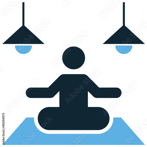 Meditation Area Icon Vector Ideal for spa, wellness, yoga studios, health apps, and graphics indicating a quiet space for relaxation and mindfulness.