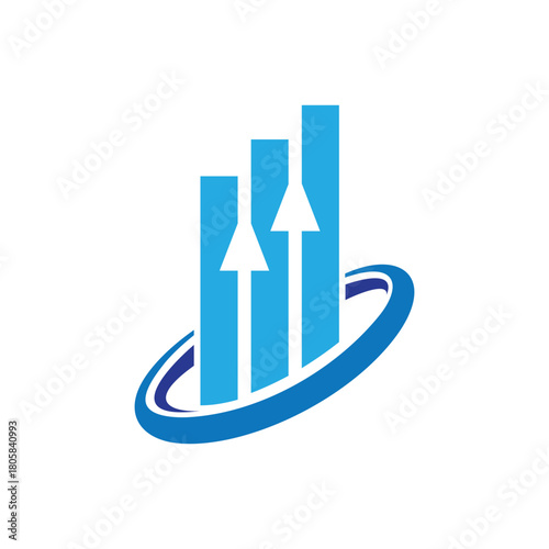 Growth chart bar logo with upward arrows